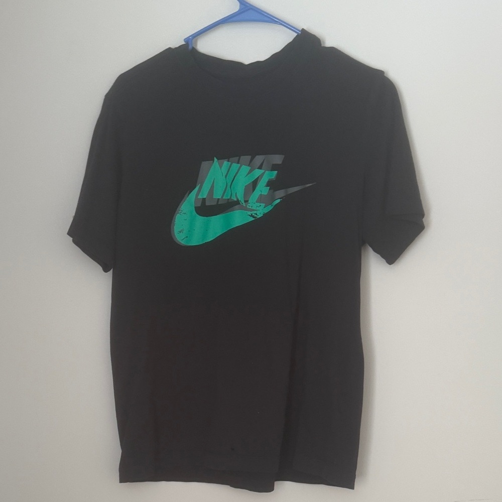 Nike Black Tee with Teal Logo